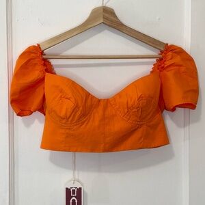 $517 Emporio Sirenuse Womens Orange Kalitha Bustier Poplin Cropped Top, IT42 US6